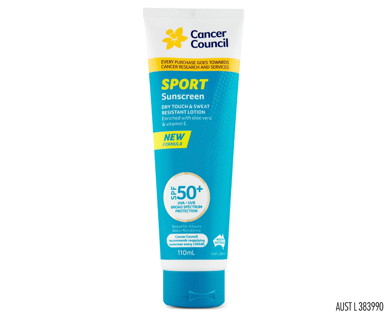 Cancer Council Sport Dry-Touch & Sweat-Resistant Sunscreen SPF50+ 110mL