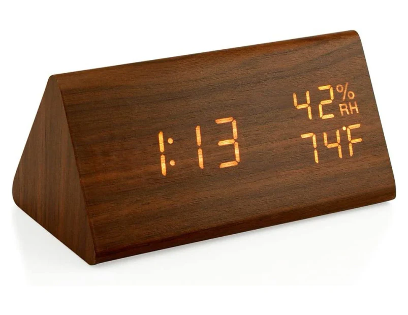 Wooden Alarm Clock,Wood LED Digital Desk Clock,Upgraded with Time