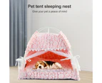 Pet Nest Semi-closed Design Pet Hideout Detachable Cute Pet Nest Tent Pet Supplies-Pink