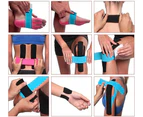4 Rolls Waterproof Breathable Cotton Kinesiology Tape, Athletic Elastic Kneepad Muscle Pain Relief Knee Taping