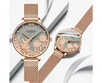 CURREN Fashion Watch Women Stainless Steel Mesh Band Charming Wrist Casual Quartz Wristwatches with Flower
