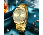 CURREN Fashion Quartz Women's Dress Watches Luminous Hands Stainless Steel Band Wristwatches with Rhinestones