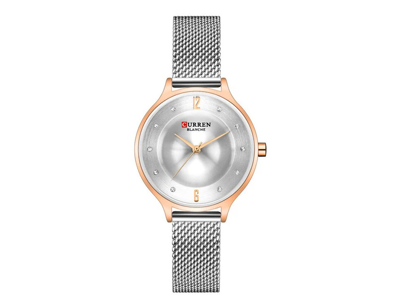 CURREN Gold Women's Watch Slim Quartz Steel Mesh Strap Wristwatch Beautiful Rhinestone Dial Ladies Watches With 30M Waterproof