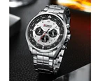 CURREN Luxury Brand Watches for Men Casual Sporty Quartz Wristwatch with 316 Stainless Steel Band Chronograph Clock Male Silver