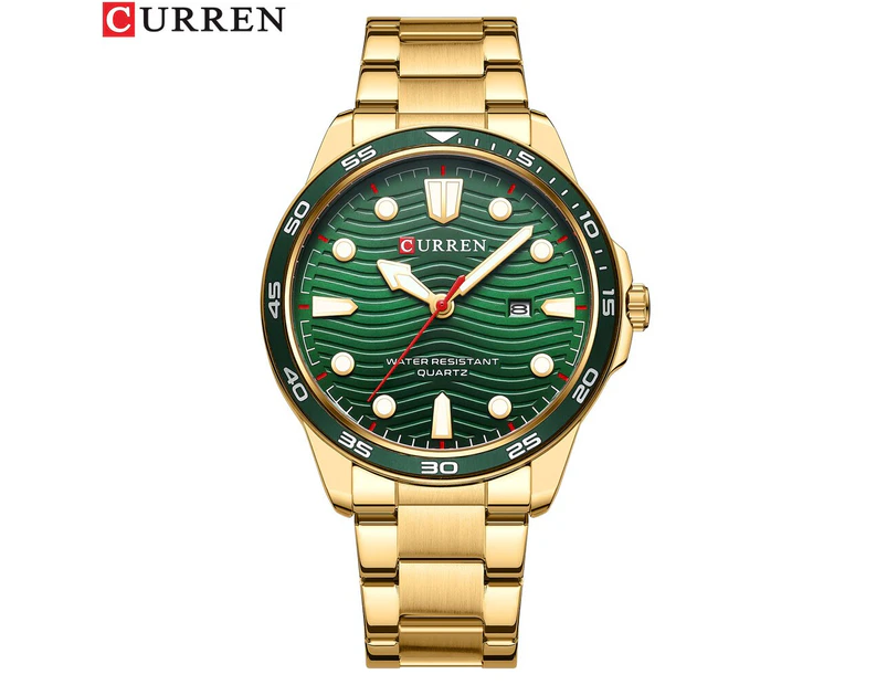CURREN Luxury Brand Quartz Watch for Men Golden Fashion Design Stainless Steel Male Watches Clock with Luminous Hands