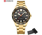 CURREN Luxury Brand Quartz Wristwatches for Men Golden Clock Fashion Design Stainless Steel Male Watches with Luminous Hands