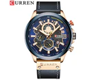 CURREN Luxury Branded Casual Sport Chronograph Watches for Men Leather Quartz Luminous Wristwatch Creative Design Clock