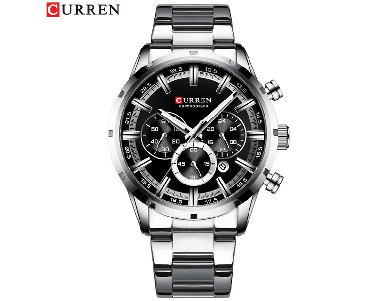 CURREN Luxury New Mens Stainless Steel Band Wristwatches for Men Casual Fashion Quartz Clock Mens Chronograph Watch with Date