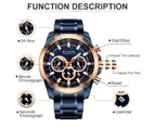 CURREN Men Watch Big Dial Sport Mens Watches Top Luxury Brand Blue Full Steel Quartz Wristwatch Chronograph Military Male Clock
