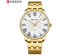 CURREN Simple Quartz Watches for Men Classic Business Wristwatches with Roman Numbers Stainless Steel Band