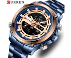 New CURREN Top Brand Fashion Sport Watches Men LED Display Stainless Steel Quartz Men’s Watch Chronograph Waterproof Male Clock