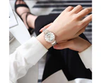 CURREN Simple Elegant Quartz Wristwatches for Women Shell Dial with Rhinestones Silver Rose Stainless Steel Band