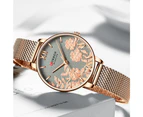 CURREN New Fashion Simple Women Watch Flower Stainless Steel Glassy Quartz Ladies Wristwatch Silm Casual Waterproof Female Clock