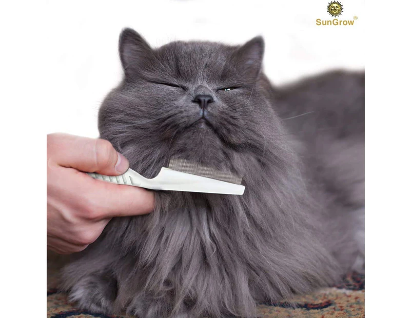 1 Piece Dog And Cat Comb, 18cm Fur Detangling Tool, Closely Tied Stainless Steel Comb Teeth, White Handle