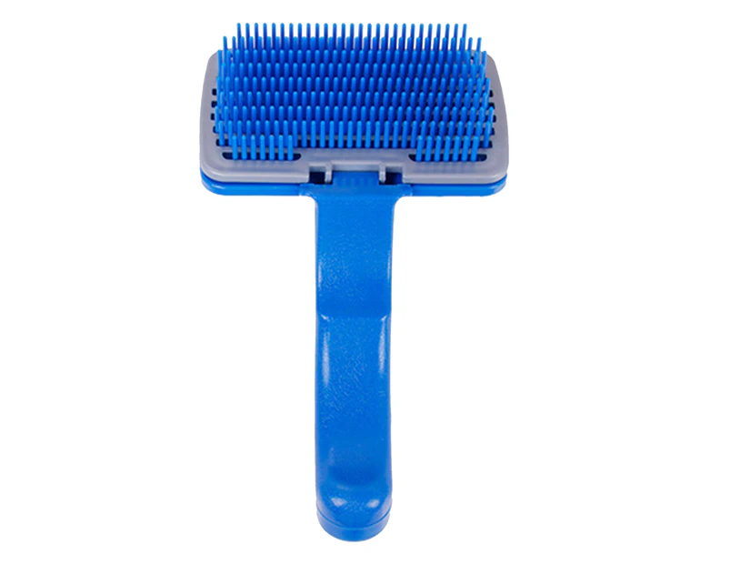 Pet Cleaning Brush Automatic Pet Supplies Plastic Pet Automatic Hair Brush Comb for Dog-Blue L