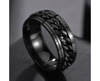 Cool Stainless Steel Rotatable Men Ring High Quality Spinner Chain Punk Women Jewelry for Party Gift （ size:10 )