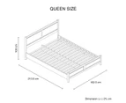 Queen Size Bed Frame Natural Wood like MDF in white ash Colour