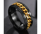 Cool Stainless Steel Rotatable Men Ring High Quality Spinner Chain Punk Women Jewelry for Party Gift （ size:13 )