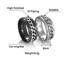 Cool Stainless Steel Rotatable Men Ring High Quality Spinner Chain Punk Women Jewelry for Party Gift （ size:6 )