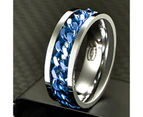 Hip Hop Stainless Steel Rotatable Men Ring High Quality Spinner Chain Punk Women Jewelry for Party Gift （ size:8 )