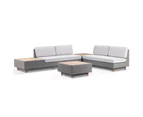 Outdoor Acapulco Package A - Outdoor Wicker And Teak Lounge With Sunbrella Cushions - Brushed Grey, Sunbrella Silver - Outdoor Wicker Lounges