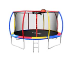 Genki 14ft Trampoline Rebounder Kids with Basketball Hoop Ladder Enclosure Jumping Bounce Outdoor Indoor Round