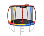 Genki 10ft Trampoline Kids Rebounder Jumping Bounce with Basketball Hoop Ladder Enclosure Indoor Outdoor Round