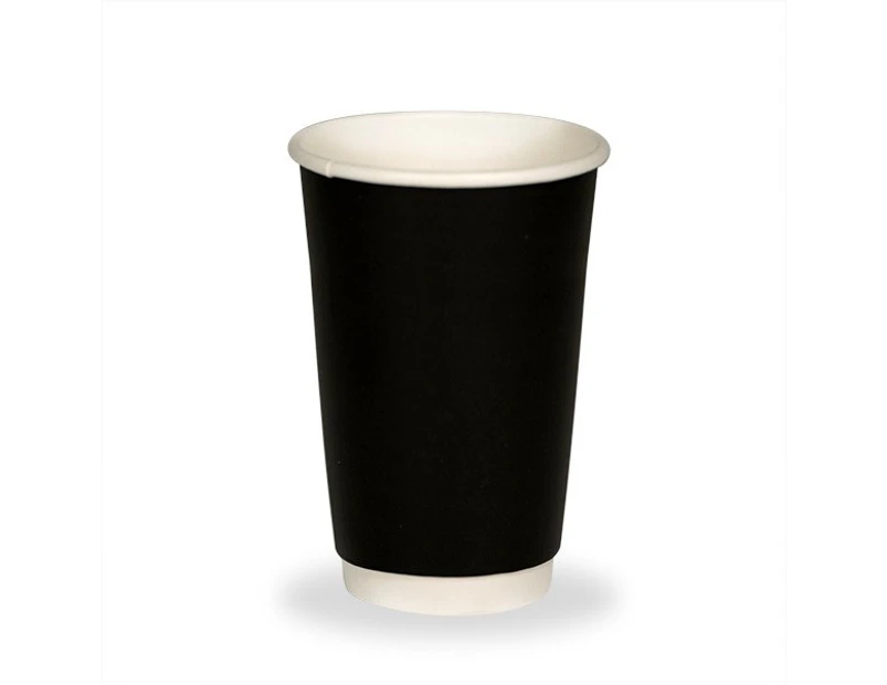 Black Double Wall Paper Coffee Cups - 90mm Top - 138mm - 16oz (480ml)