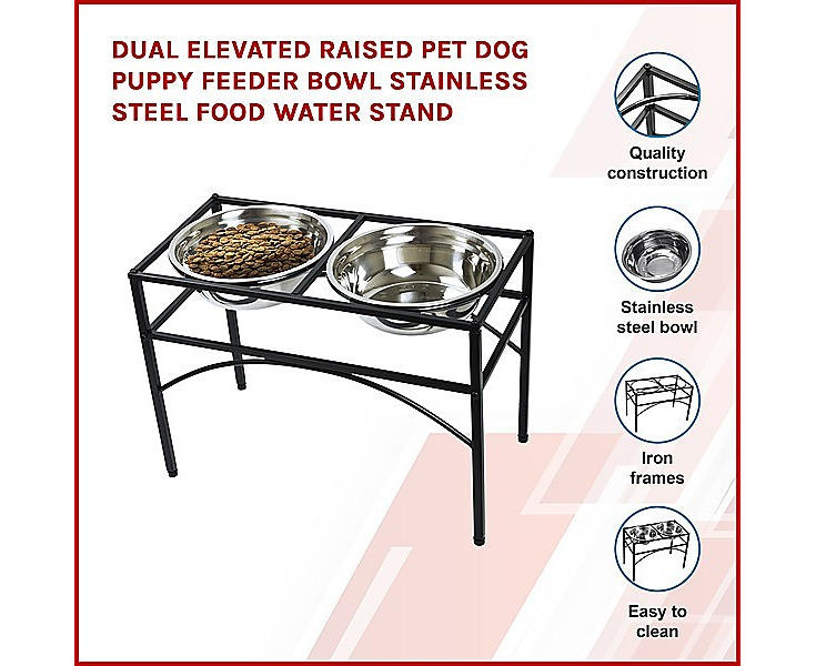 Elevated Raised Pet Dog Feeder Bowl Stainless Steel Food Water