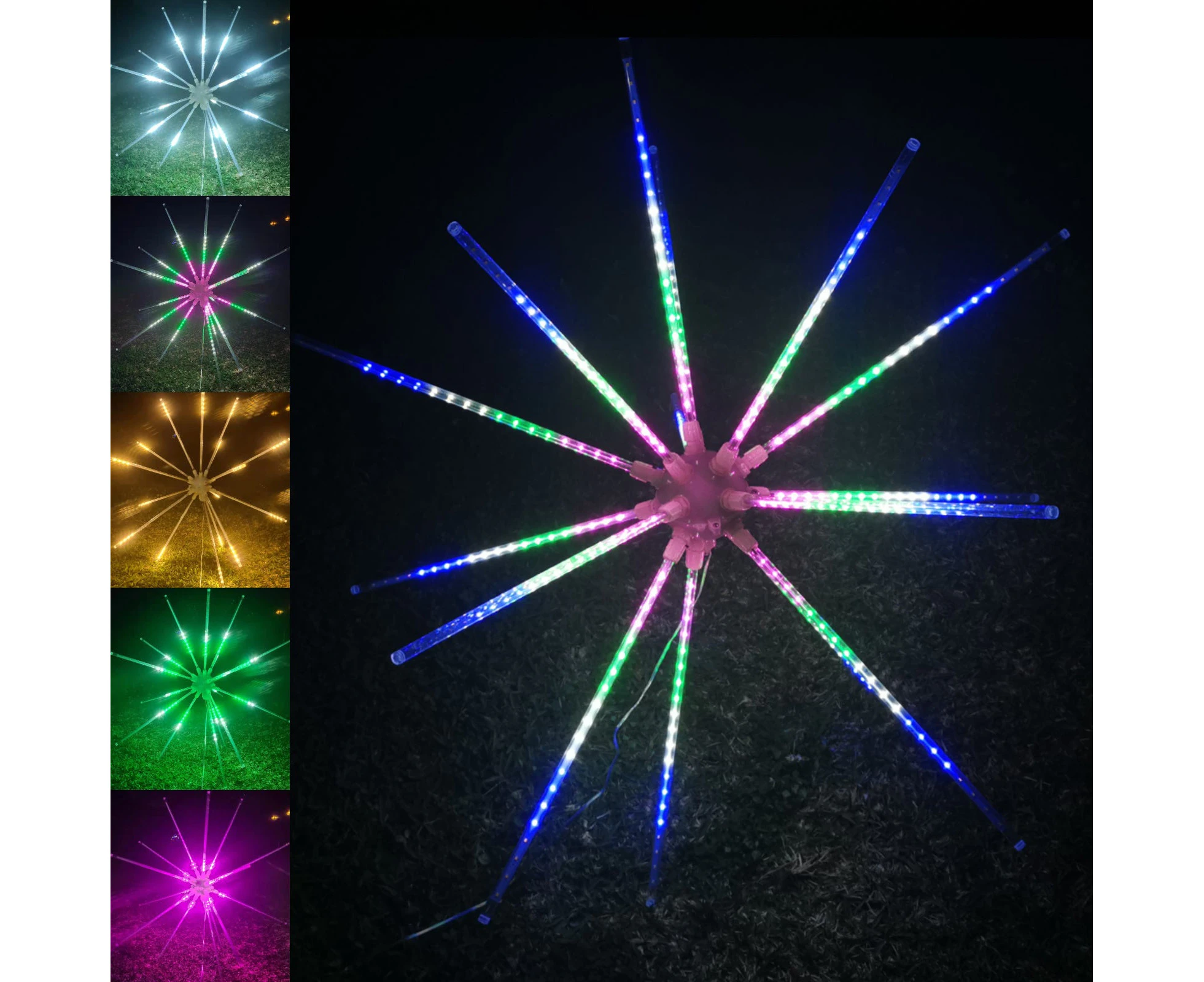 Christmas 640 LED Burst Star Fireworks Animated Waterflow Effect 100cm Diameter Height Adjustable