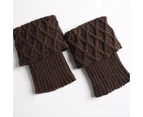 Woman Short Ankle Socks Leg Warmer Winter Knitted Crochet Boot Cuffs Toppers - Coffee