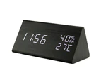 Alarm clock Digital alarm clock, table clock with night LED, date, voice control clock, wood digital clock