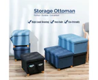 Folding Storage Ottoman Footstool Navy