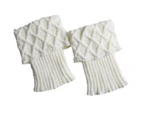 Women Boot Socks Cuffs Knitted Crochet Short Leg Warm Winter Boot Socks - White