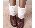 Women Boot Socks Cuffs Knitted Crochet Short Leg Warm Winter Boot Socks - White