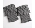 Women Boot Socks Cuffs Knitted Crochet Short Leg Warm Winter Boot Socks - Grey