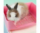 Pet Rabbit Splash-proof Litter Mesh Box Potty Trainer with Drawer Corner Toilet - White