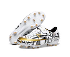 Soccer Shoes Little & Big Kids Lighweight Durable Turf Football Shoes Anti-Slip Soccer Outdoor Performance Firm Cleats - White