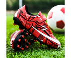 Soccer Shoes Little & Big Kids Lighweight Durable Turf Football Shoes Anti-Slip Soccer Outdoor Performance Firm Cleats - Red