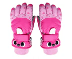 Winmax Warm Ski Gloves Cute Cartoon Snow Gloves For Winter-Rose Red Ear Cat