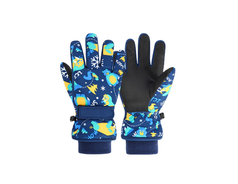 Winmax Warm Ski Gloves Cute Cartoon Snow Gloves For Winter-Navy Tiger