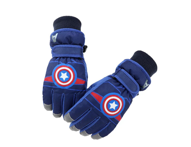 Winmax Warm Ski Gloves Cute Cartoon Snow Gloves For Winter-Dark Blue