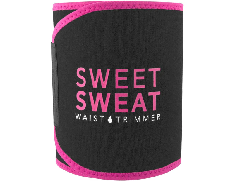Sweet Sweat Waist Trimmer for Men & Women Black/| Premium Waist Trainer Sauna Suit, Includes Sample of Sweet Sweat Gel!-Medium