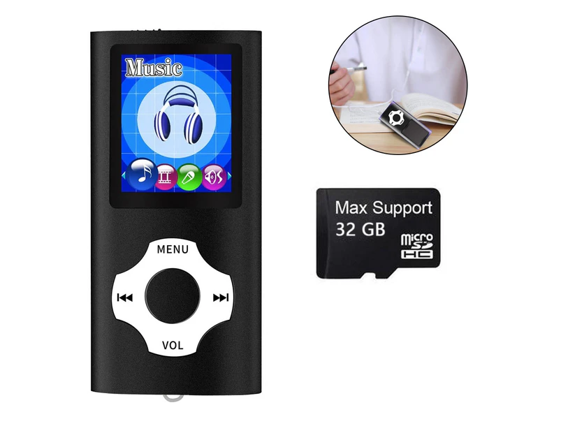 Mp3 Player,Music Player with a 32 GB Memory Card Portable Digital Music Player/Video/Voice Record/FM Radio/E-Book Reader