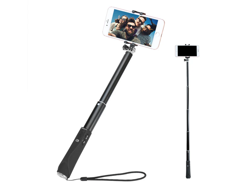 Selfie Stick with Bluetooth Portable Design, Handheld Selfie Stick with Tripod Interface for IPhone 11/X/XR/Xs Max/8, Samsung S10/10+/S9/S9+/S8 - Black
