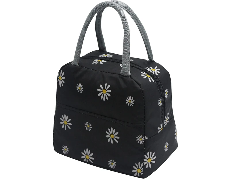 Floral Lunch Bag for Women Girls Work School, Cute Insulated Lunch Tote Bag Reusable Thermal Lunch Containers Meal Prep Lunch Box Organizer (Daisy)