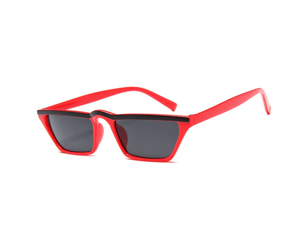 Trendy Retro Small Sunglasses Women Cat Eye Sun Glasses Men Vintage Street Fashion Eyewear Luxury Cool Shades Red Yellow Hiphop - Red Grey