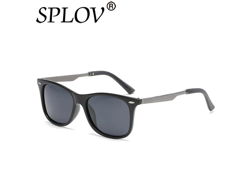2017 SPLOV New Rivet Men Ray Brand Designer TAC Polarized Women Sunglasses Classic Men Oval Retro Shades Sun glasses UV400 UV-AB - MatteBlack Gray