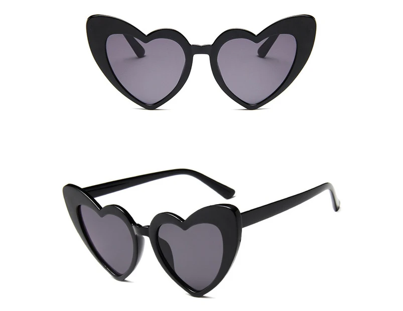 Sexy Cat Eye Love Heart Sunglasses Ladies Retro Big Frame Personality Sunglasses UV400 Protection Eyewear Anti Blue Light Glasse - Black