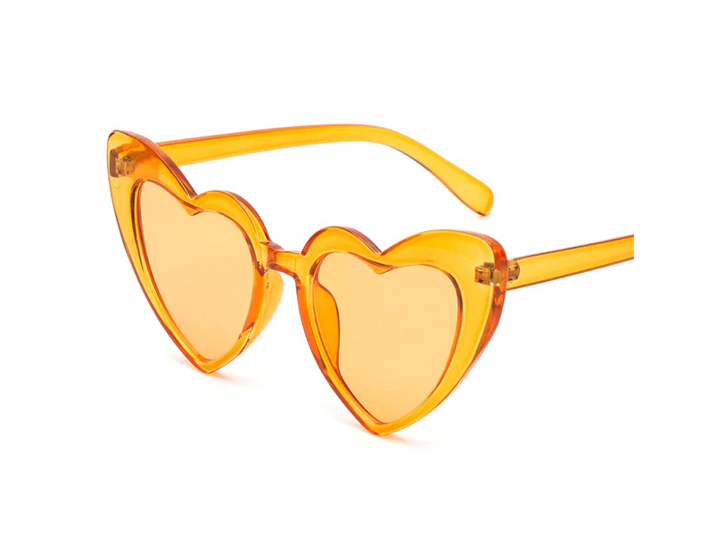 Sexy Cat Eye Love Heart Sunglasses Ladies Retro Big Frame Personality Sunglasses UV400 Protection Eyewear Anti Blue Light Glasse - Clear yellow